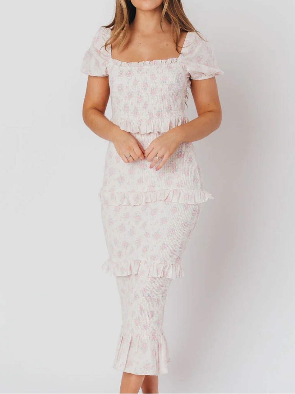 ADA SMOCKED DRESS IN PINK FLORAL